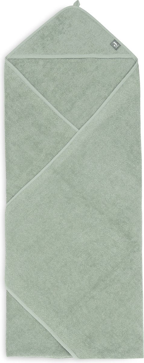 Jollein - badcape badstof 100x100cm - baby handdoek met badcape, omslagdoek, badponcho - ash green