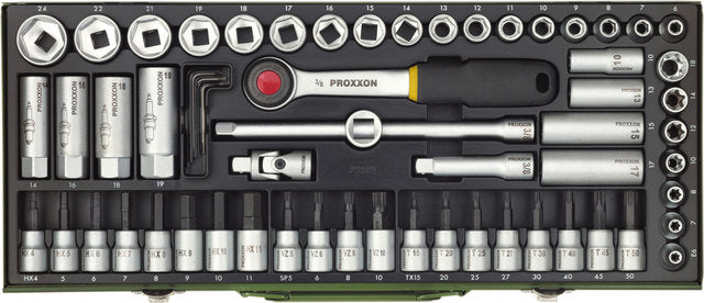 Afbeelding laden in galerijviewer, Proxxon 3 8 super compact set, 65 pieces
