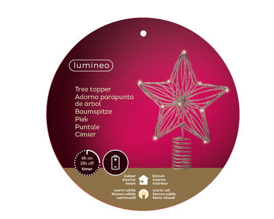Lumineo piek ster met 12 led lampen werkt op batterij met timer.