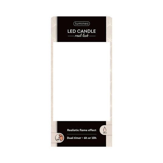Lumineo realistische led kaars met wax pit en vlam effect ø7.5x20cm wit met 6uur timer werkt op batterij