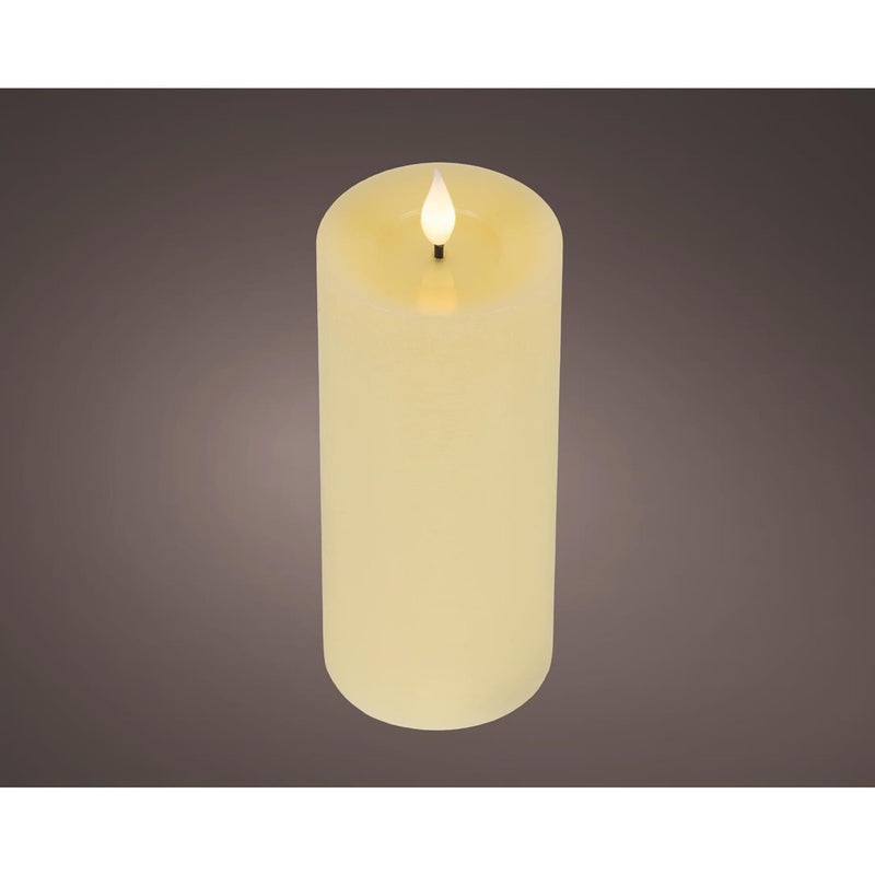 Afbeelding laden in galerijviewer, Lumineo realistische led kaars met wax pit en vlam effect ã˜7.5x20cm crã©me met 6uur timer werkt op batterij
