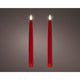Lumineo realistische led dineraars met vlam effect ø2,2x24,5cm rood met 6uur timer werkt op batterij- 2 stuks