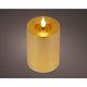 Lumineo realistische led kaars met wax pit en vlam effect ø7.5x13,5cm goud met 6uur timer werkt op batterij