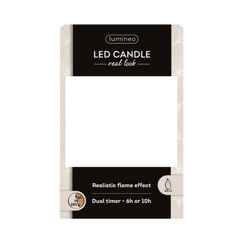 Afbeelding laden in galerijviewer, Lumineo realistische led kaars met wax pit en vlam effect ø7.5x9,5cm licht grijs met 6uur timer werkt op batterij
