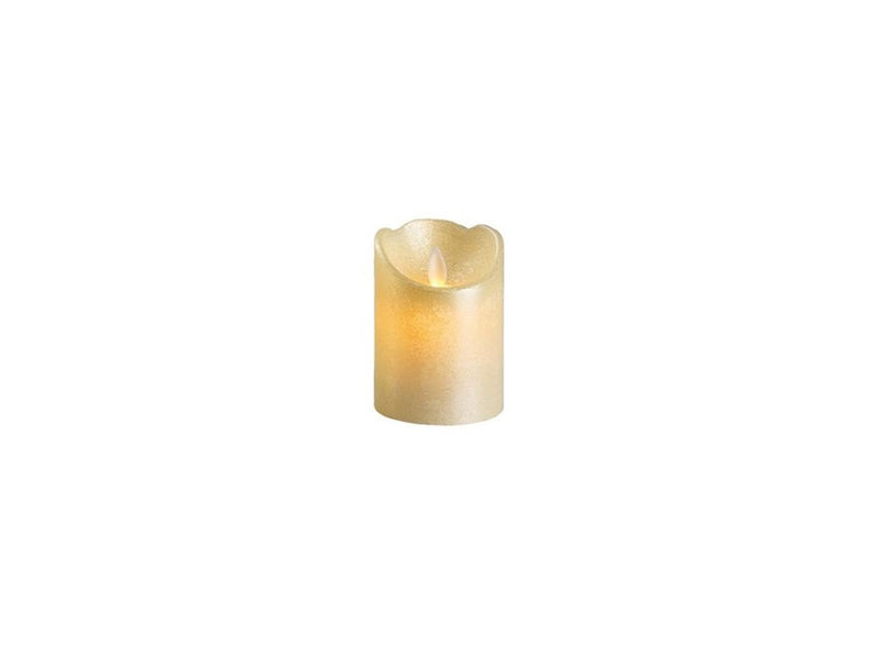 Afbeelding laden in galerijviewer, Lumineo led kaars wax -met vlam die heen en weer beweegt- 10 cm.op batterij met 6 uurs timer. kleur: off white, glanzend, warm wit l
