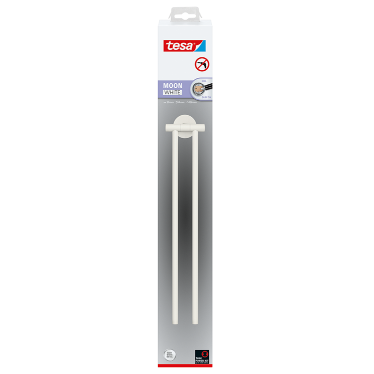 Afbeelding laden in galerijviewer, Tesa 1073530 - moon white 2-armige handdoekhouder flexibel wit | 1 stuks
