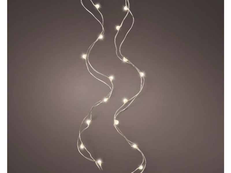 Afbeelding laden in galerijviewer, Lumineo micro led draadverlichting 195cm-40l zilver warm wit
