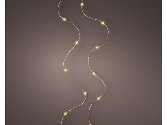 Lumineo micro led streng lichtsnoer zilver klassiek warm 195cm-40l op batterij
