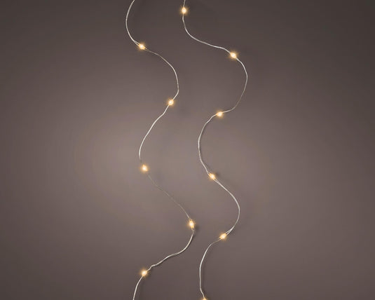 Lumineo micro led stringlights 60 lamps classic warmwit op batterij met timer 295cm