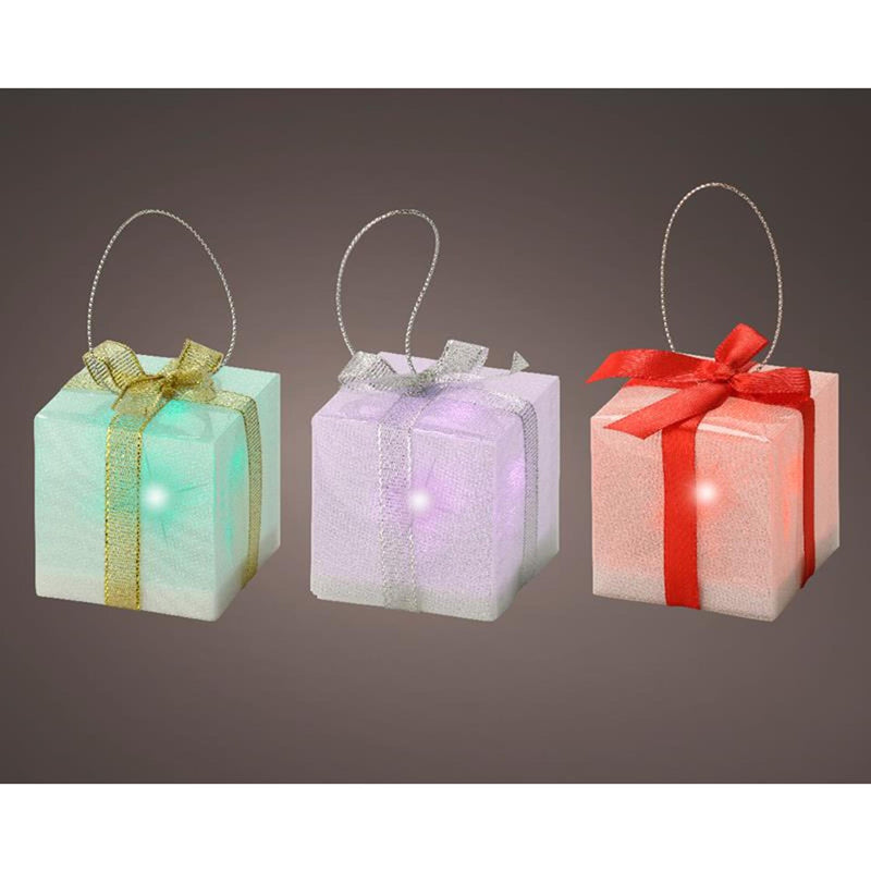 Afbeelding laden in galerijviewer, Lumineo kersthanger cadeau met 1 led lamp multikleur effect op batterij
