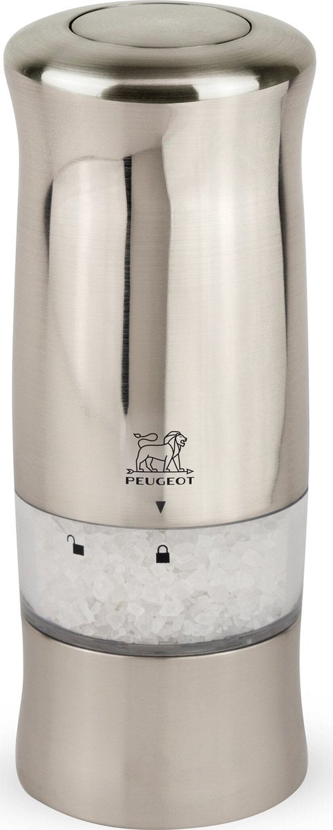 Peugeot zeli elektrische zoutmolen 14 cm - inox - met verlichting