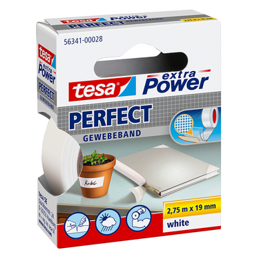 Tesa extra power perfect plakband - wit - 19 mm x 2,75 m