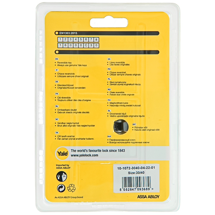 Afbeelding laden in galerijviewer, Yale 1060535 - profielcilinder 1000 mv 70mm(30 40) | 5 stuks
