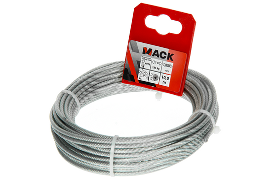 Mack 1015195 - staalkabel pvc mantel 6x7 10m 2-3mm wll 45 kg din en12385-4 | 5 stuks