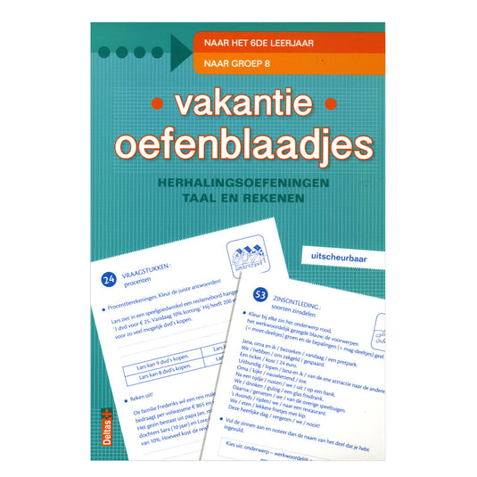 Deltas vakantie oefenblaadjes naar groep 8