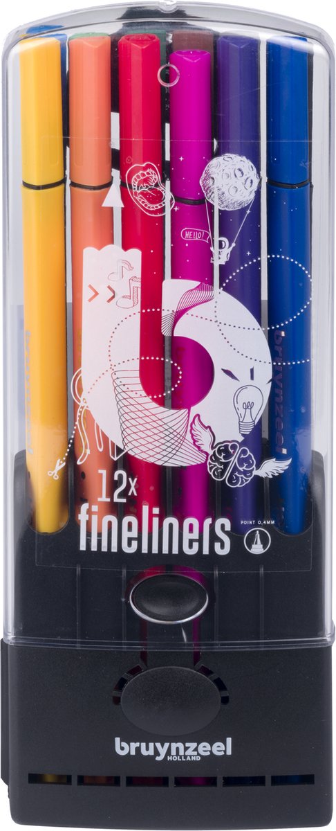 Afbeelding laden in galerijviewer, Bruynzeel teens 12 fineliners met driekantige grip
