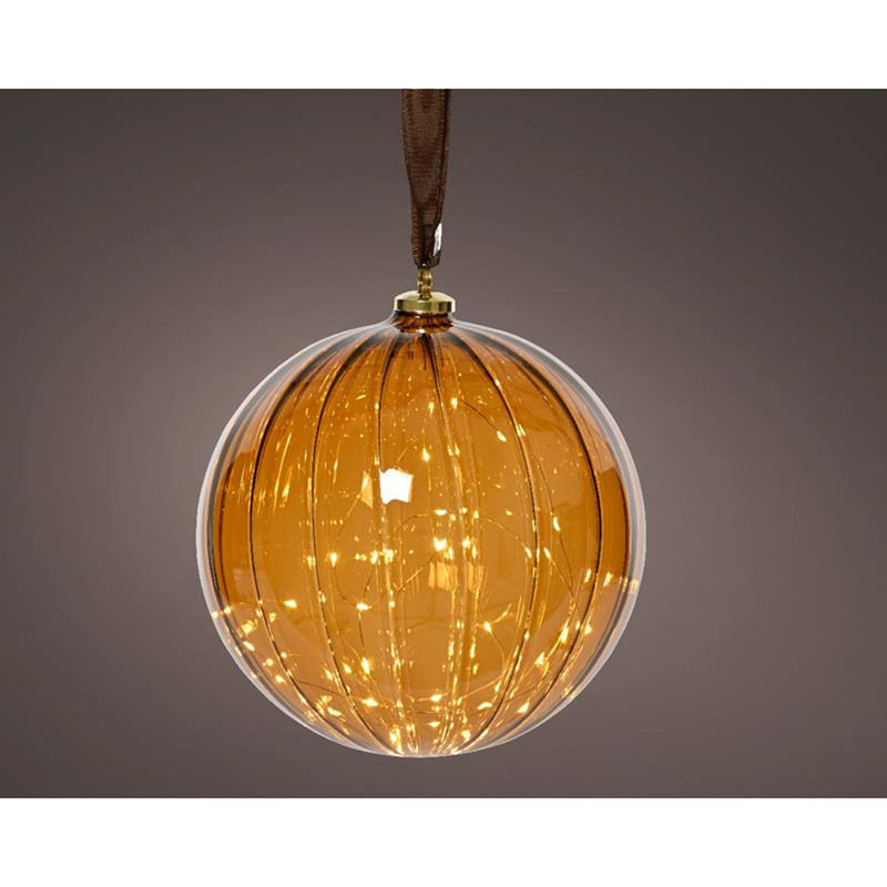 Afbeelding laden in galerijviewer, Lumineo bal micro led 30 lamps op batterij met timer amber glas dia14cm<br>
