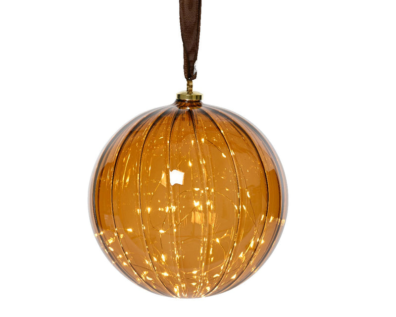 Afbeelding laden in galerijviewer, Lumineo bal micro led 30 lamps op batterij met timer amber glas dia14cm<br>

