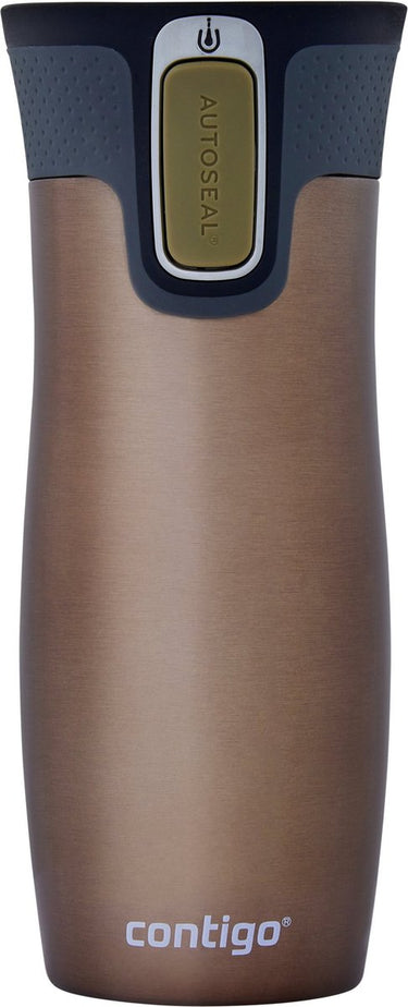 Contigo west loop autoseal thermosbeker, roestvrijstalen isoleerbeker, koffiebeker-to-go, bpa-vrij, lekvrije beker-to-go met easy-clean-deksel, houdt tot 5 uur warm, 470 ml | latte