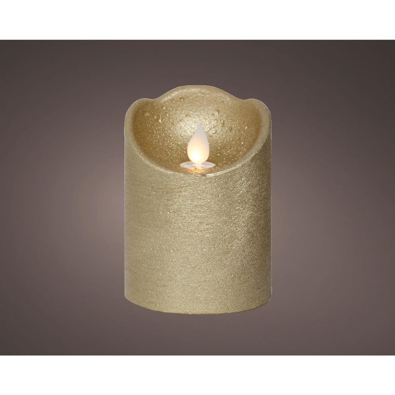 Afbeelding laden in galerijviewer, Lumineo led waving kaars wax goud ø7,5xh10cm warm wit
