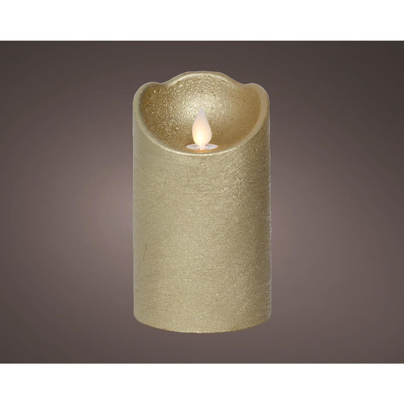 Afbeelding laden in galerijviewer, Lumineo led waving kaars wax goud ø7,5xh12,5cm warm wit
