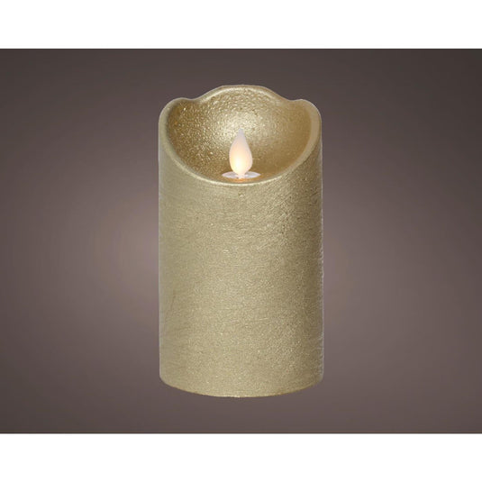 Lumineo led waving kaars wax goud ø7,5xh12,5cm warm wit