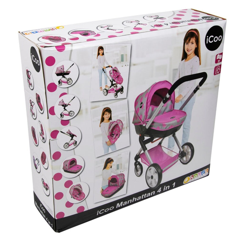 Afbeelding laden in galerijviewer, Basic icoo 4in1 manhatten poppenwandelwagen roze zwart
