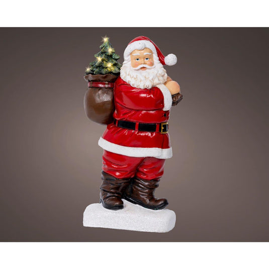 Lumineo beeld kerstman led polyresin 9x19,5x31,5cm warm wit