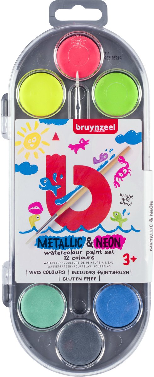 Afbeelding laden in galerijviewer, Bruynzeel waterverfset kids metallic en neon
