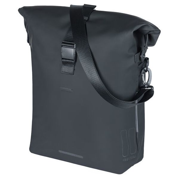 Afbeelding laden in galerijviewer, Basil SoHo MIK Side fietsschoudertas - zwart, waterdicht, PU, Nordlicht LED, 17l
