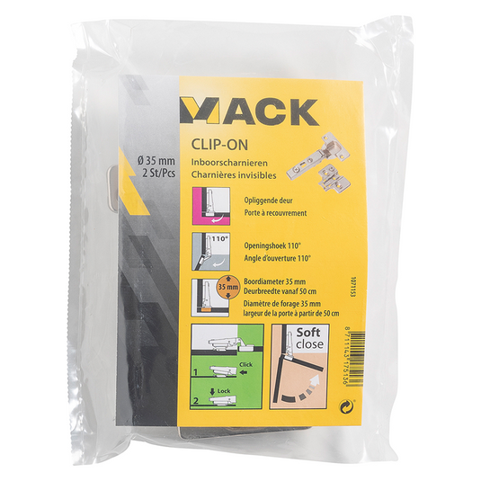 Mack 1071153 - 2 inboorsch. clip on soft cl. 35mm 110° opliggende deur | 5 stuks