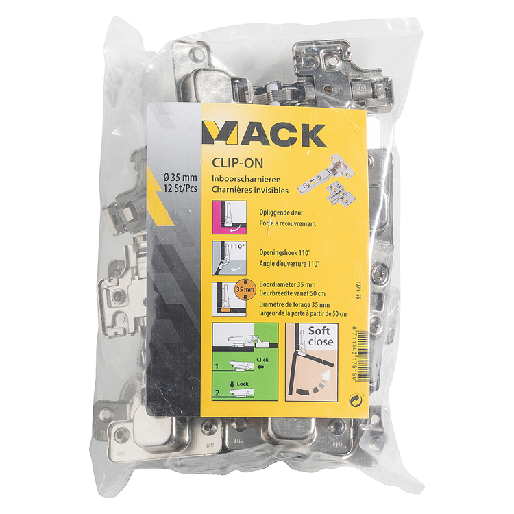Afbeelding laden in galerijviewer, Mack 1071155 - 12 inboorsch. clip on soft cl.35mm 110° opliggende deur | 5 stuks
