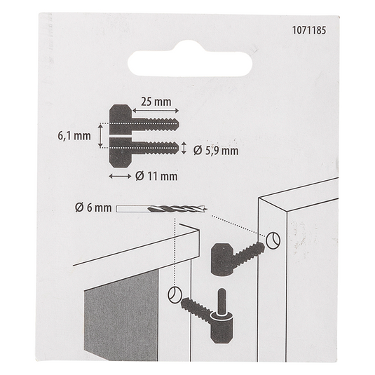 Mack 1071185 - 2 meubel inboorpaumellen zwart ø 11 x 25 mm | 5 stuks
