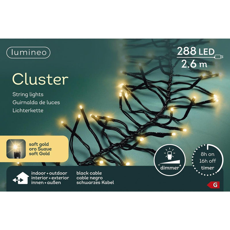Afbeelding laden in galerijviewer, Lumineo cluster kerstverlichting 288led 2,6m softgold indoor + outdoor
