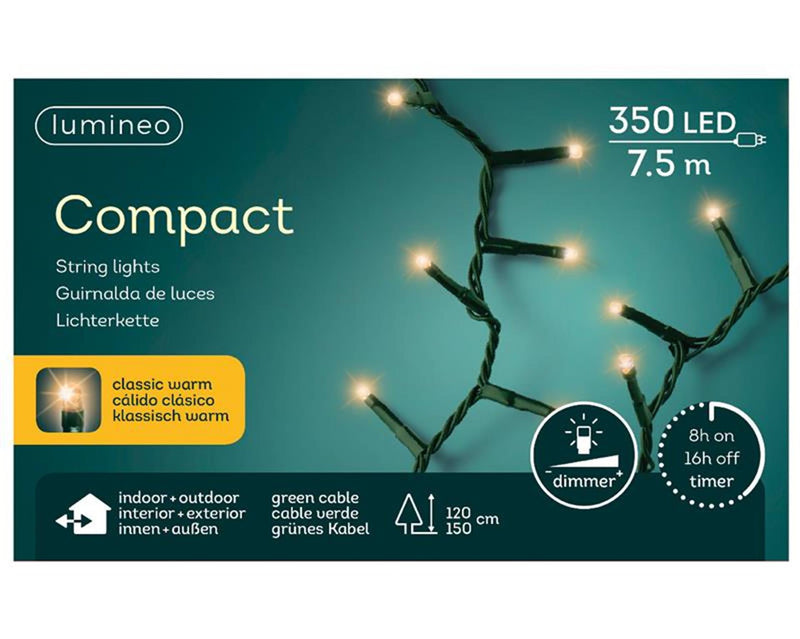 Afbeelding laden in galerijviewer, Lumineo led strengverlichting 750cm 350xled warmwit voor boom 120-150cm met 8-uurs timer en dimfunctie
