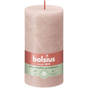 Bolsius rustiek stompkaars misty pink ø68×130 mm 60 uur (4 stuks)