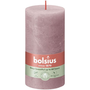 Bolsius rustiek stompkaars ash rose ø68×130 mm 60 uur (4 stuks)