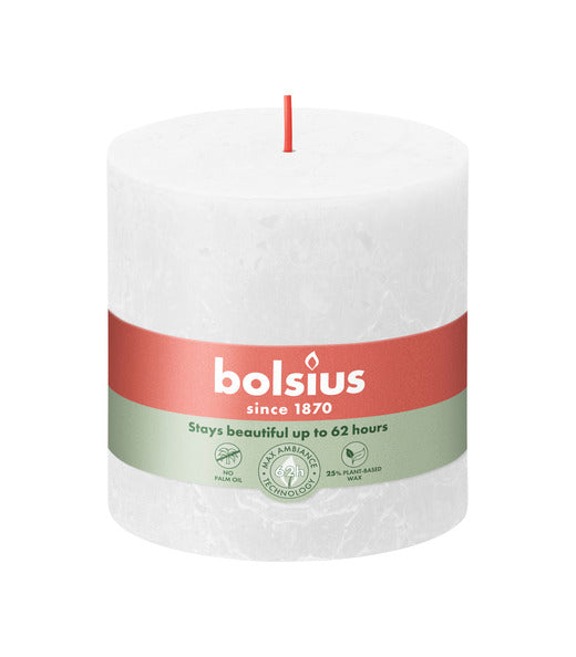 Bolsius rustiek stompkaars cloudy white ø100×100 mm 62 uur (3 stuks)