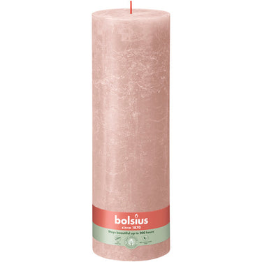 Bolsius rustiek stompkaars misty pink ø100x300 mm 200 uur (4 stuks)