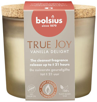 Bolsius geurglas met kurkdeksel true joy vanilla delight ø83x66 mm 21 uur (6 stuks)