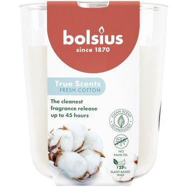 Bolsius geurglas true scents fresh cotton ø85x97 mm 45 uur (4 stuks)