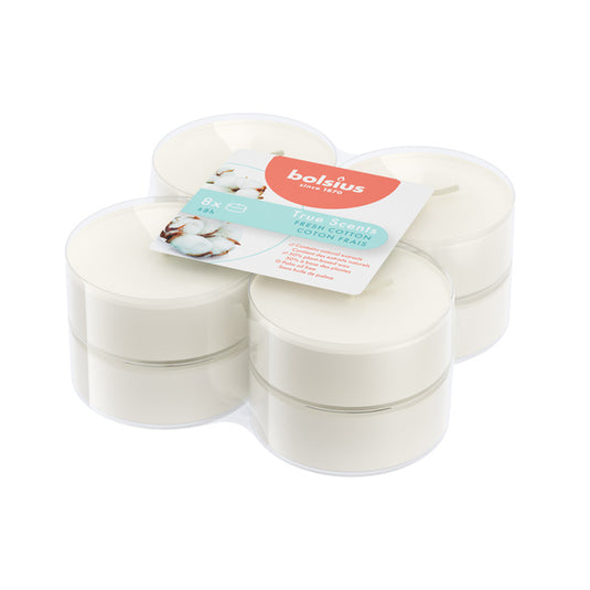 Bolsius maxilichten true scents fresh cotton ø58x24 mm 8 uur (6x 8 stuks)
