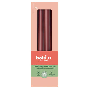 Bolsius gotische kaarsen velvet red ø24x245 mm 7 uur (8x 4 stuks)