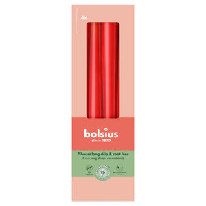Bolsius gotische kaarsen delicate red ø24x245 mm 7 uur (8x 4 stuks)