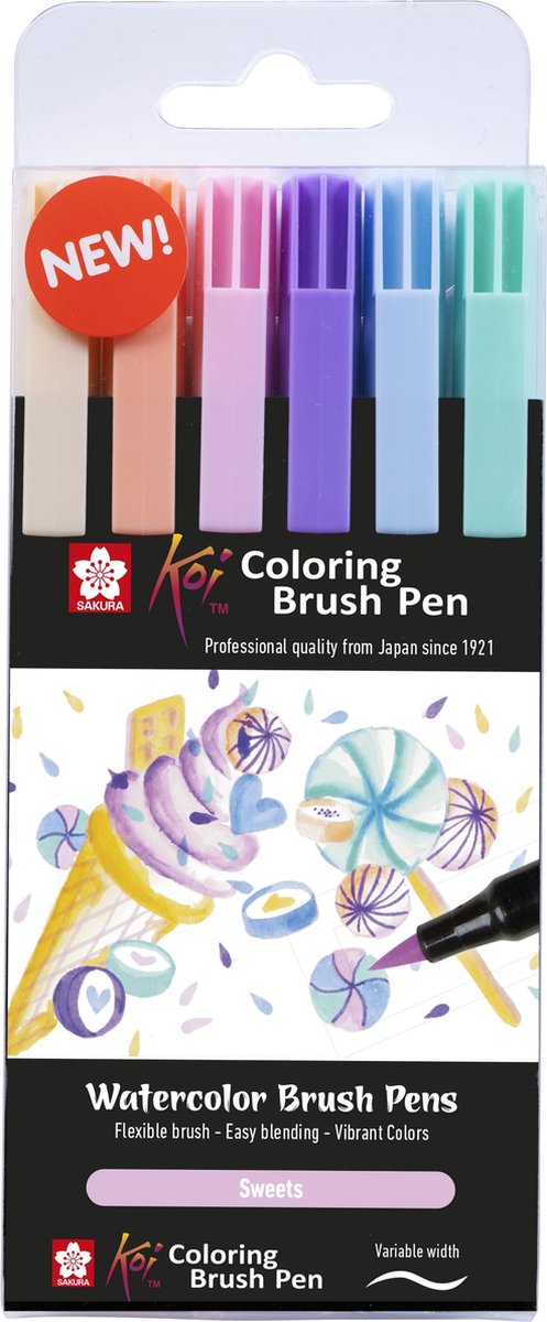 Afbeelding laden in galerijviewer, Sakura koi coloring brush pen set sweets | 6 kleuren
