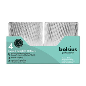 Bolsius professional relight houder transparant twist ø74×87 mm (4 stuks)