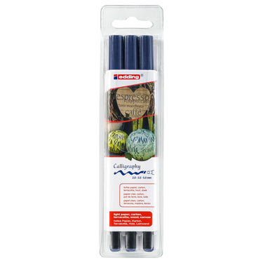 Edding 1255 • calligraphy pen assorti 3pcs staalblauw