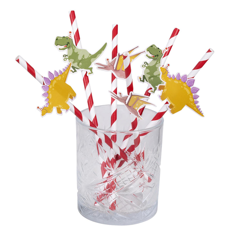 Afbeelding laden in galerijviewer, Boland papieren rietjes dino party 3 designs set a 6 stuks 20cm
