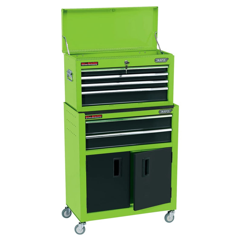 Afbeelding laden in galerijviewer, Draper Tools Draper Tools Rolkast met gereedschapskist 61,6x33x99,8 cm groen
