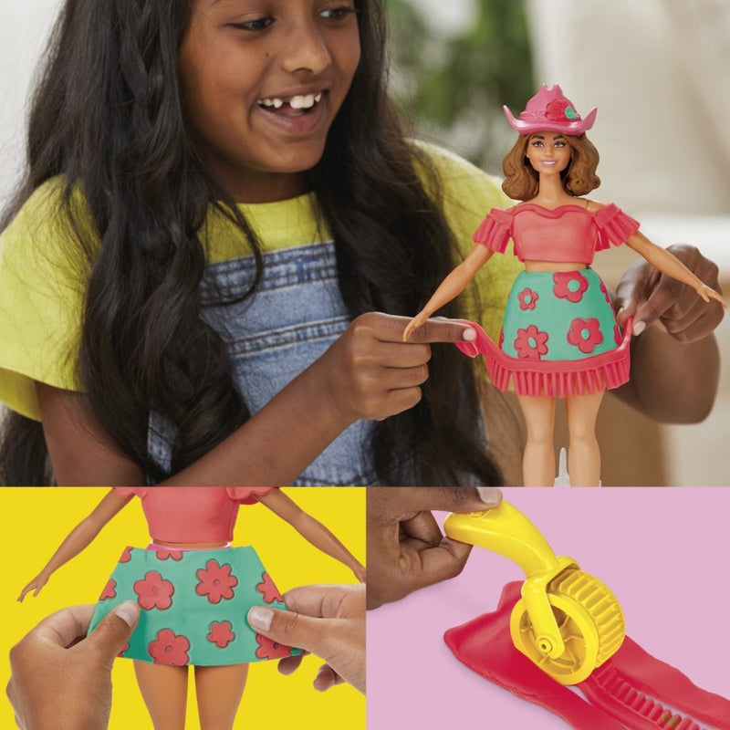 Afbeelding laden in galerijviewer, Play-doh -set barbie bloemen en franjes - maak poppenkleertjes - boetseerklei
